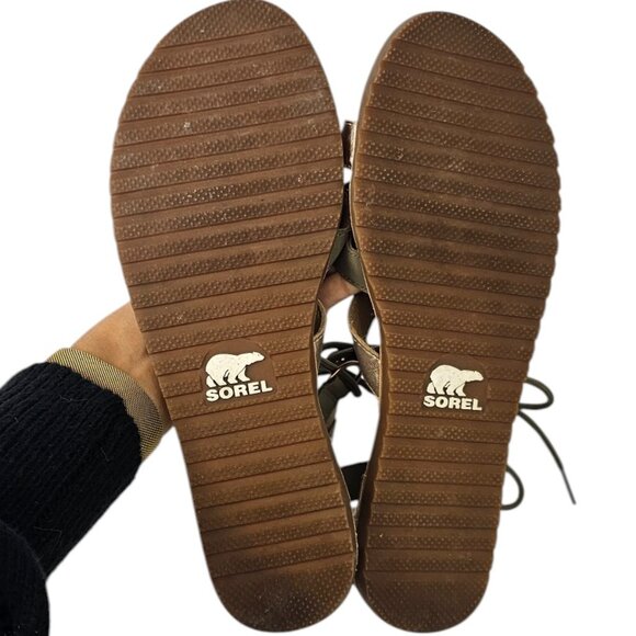 SOREL Womens Ella Lace Up High Top Leather Gladiator Sandals, Rose/Sage, Size 9 - Picture 8 of 9